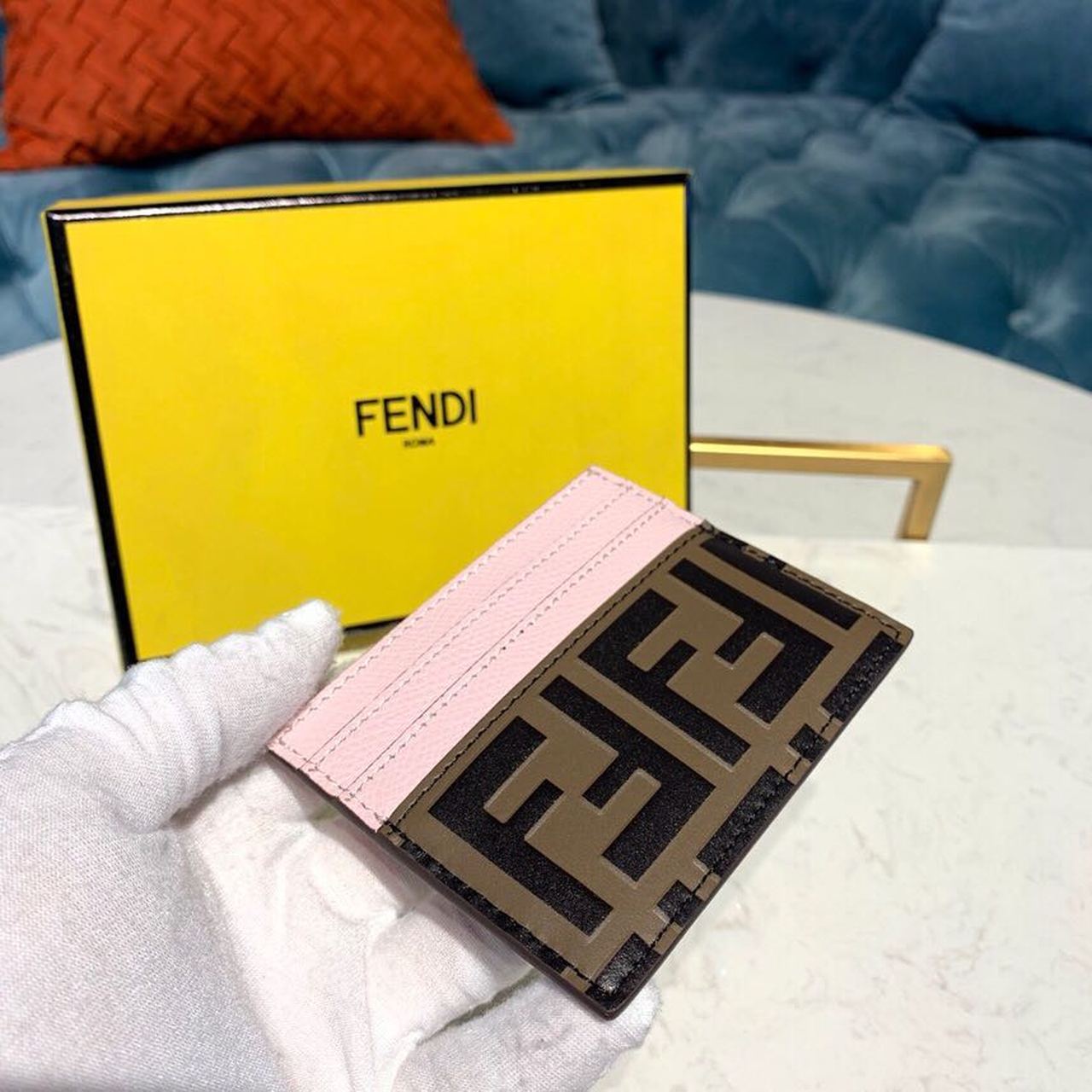 FI Card Holder Light Pink For Women, Women’s Wallet 3.9in/10cm FF 8M0269