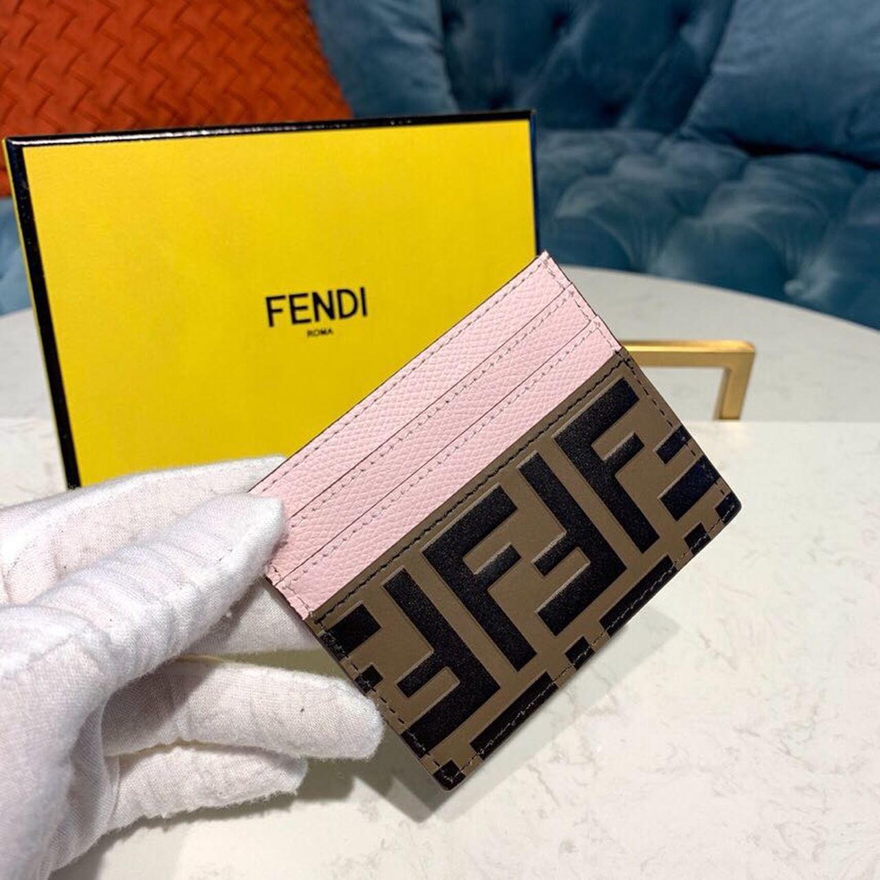 FI Card Holder Light Pink For Women, Women’s Wallet 3.9in/10cm FF 8M0269