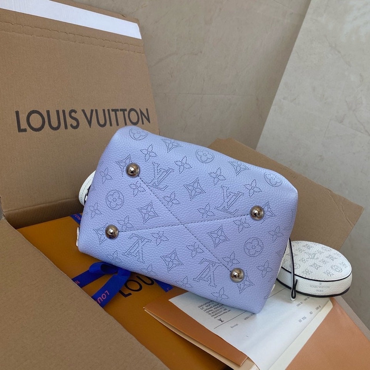 LV Bella Bucket Bag Light Blue For Women,  Shoulder And Crossbody Bags 7.5in/19cm LV M57856