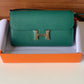 HM Constance Epsom Long To Go Wallet Green For Women, Wallet 8.1in/21cm
