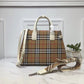 BB House Check Derby Medium Banner Purse Tote White For Women, Women’s Bags 14in/35cm