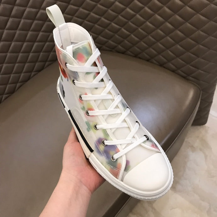 BL - DIR B23 White Floral Print HIGH-TOP SNEAKER