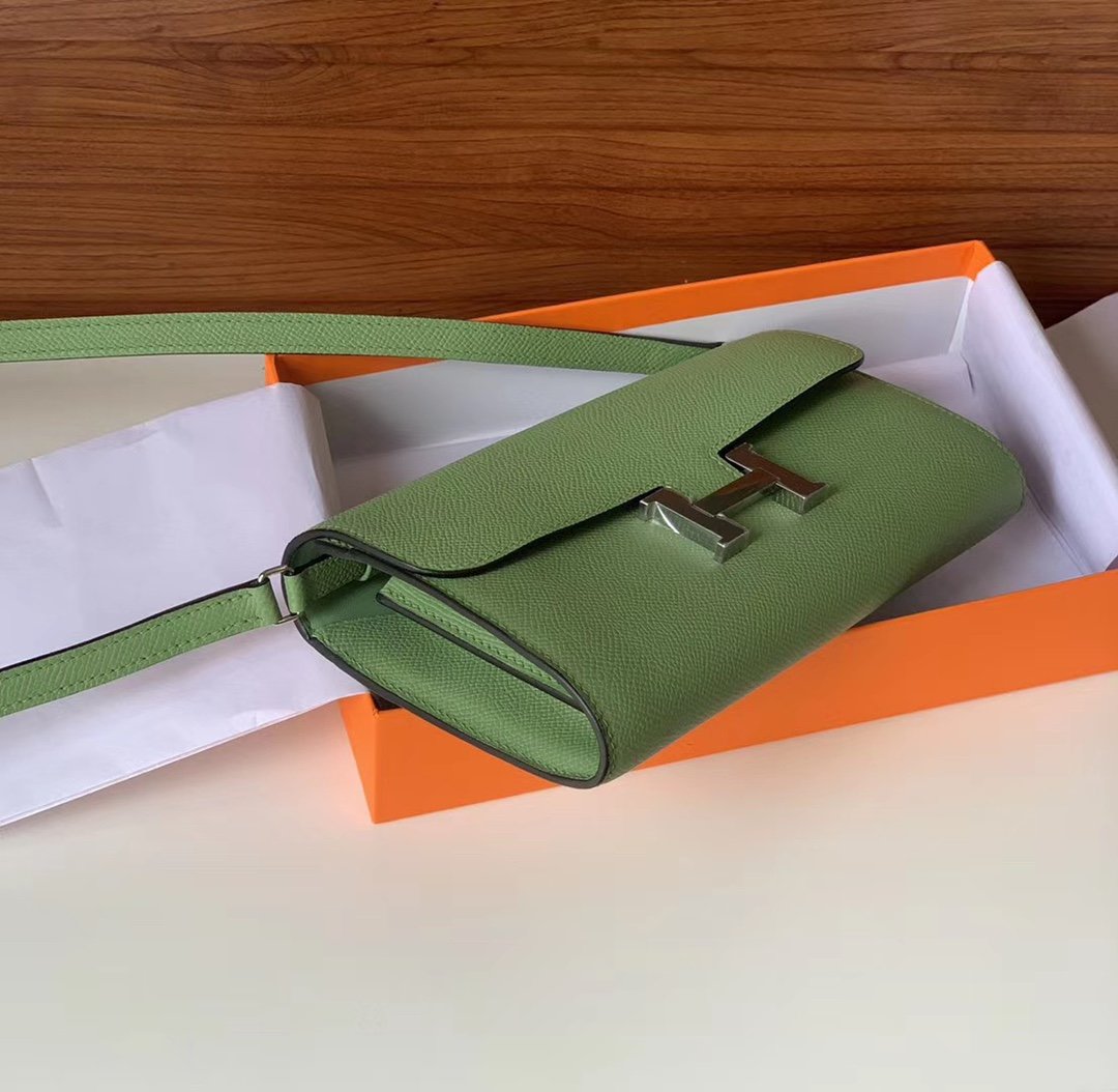 HM Constance Epsom Long To Go Wallet Light Green For Women, Wallet 8.1in/21cm