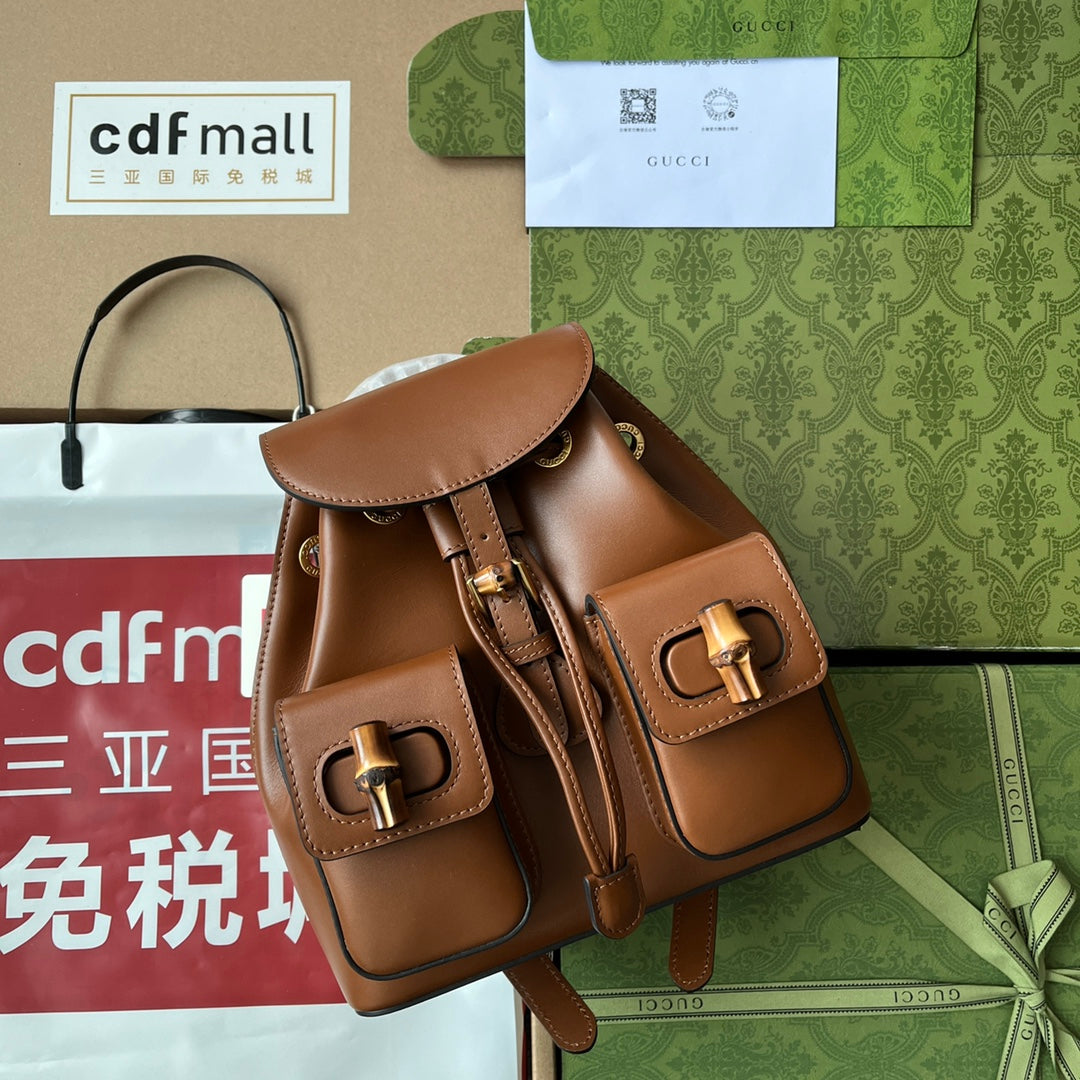 gg Bamboo Small Backpack Brown For Women, Women&#8217;s Bags 8.6in/22cm gg ‎‎702101 UZY0T 2535